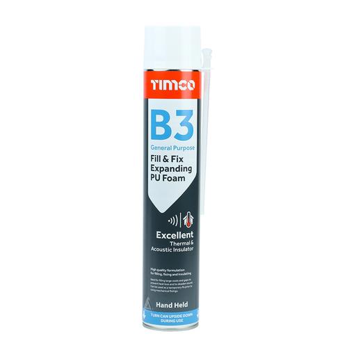 TIMCO B3 General Purpose Fill & Fix Expanding Pu Foam - Hand Held (750ml, Can of 1)