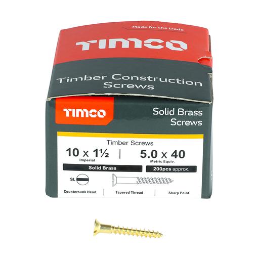 TIMco Solid Brass Woodscrews - SL - Countersunk 5.0x40mm