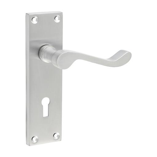 TIMCO Victorian Scroll Lock Handles - Satin Chrome (152 x 42, Blister Pack of 1)