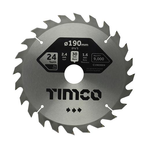TIMCO Circular Saw Blade - General Purpose - Coarse/Medium (190 x 30 x 24T, Clamshell of 1)