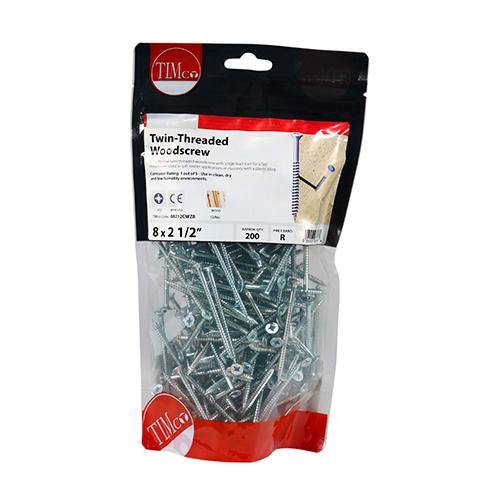 TIMco Twin-Thread Woodscrews - PZ - Double Countersunk - Zinc 4.0x60mm