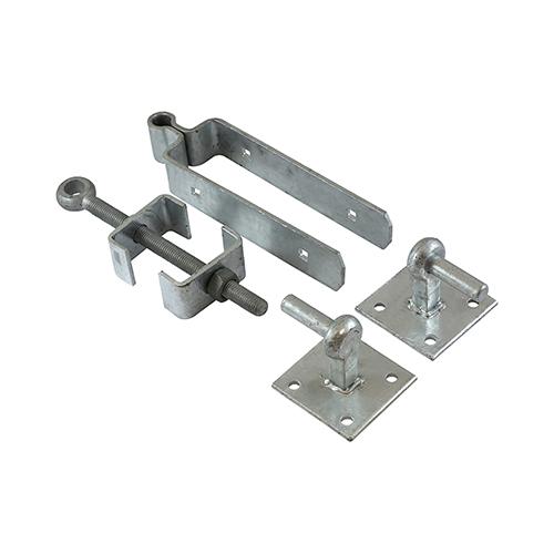 TIMCO Adjustable Hinge Set With Hook On Plate - Hot Dipped Galvanised (450mm, Plain Bag of 1)