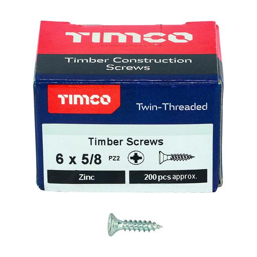 TIMco Twin-Thread Woodscrews - PZ - Double Countersunk - Zinc 3.5x16mm