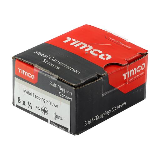 TIMCO Metal Tapping Screws - PZ - Flange - Self-Tapping - Zinc (8 x 1/2, Box of 200)