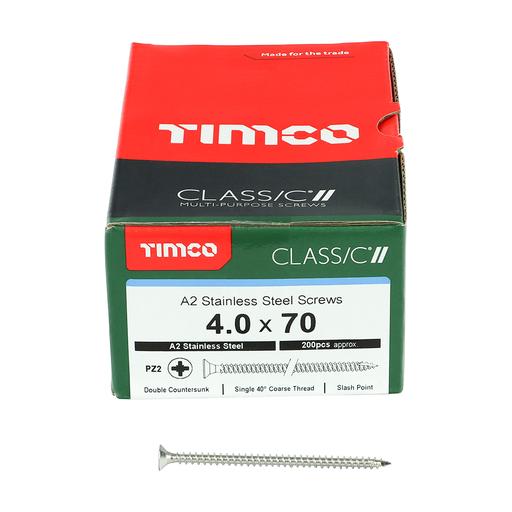 TIMco Classic Multi-Purpose Screws - PZ - Double Countersunk - Stainless Steel 4.0x70mm
