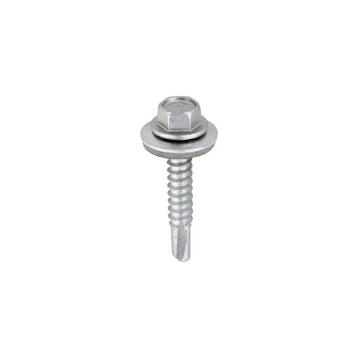 TIMCO Metal Construction Light Section Screws - Hex - Epdm Washer - Self-Drilling - Exterior - Silver Organic (5.5 x 32, Box of 100)