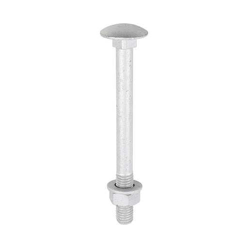 TIMCO Carriage Bolts Hex Nuts & Form A Washers - Dome - Exterior - Silver (M12 x 130, TIMbag of 10)