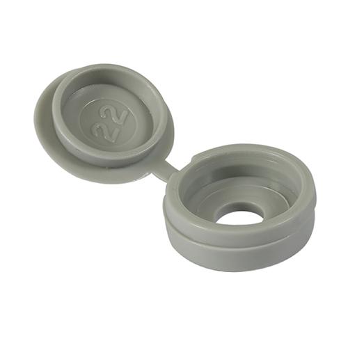TIMCO Hinged Screw Caps - Large - Light Grey (To fit 5.0 to 6.0 Screw, TIMpac of 50)