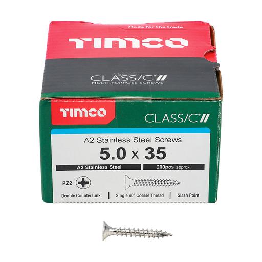 TIMco Classic Multi-Purpose Screws - PZ - Double Countersunk - Stainless Steel 5.0x35mm