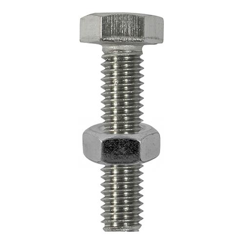 TIMCO Set Screws & Hex Nuts - Stainless Steel (M10 x 25, TIMpac of 2)