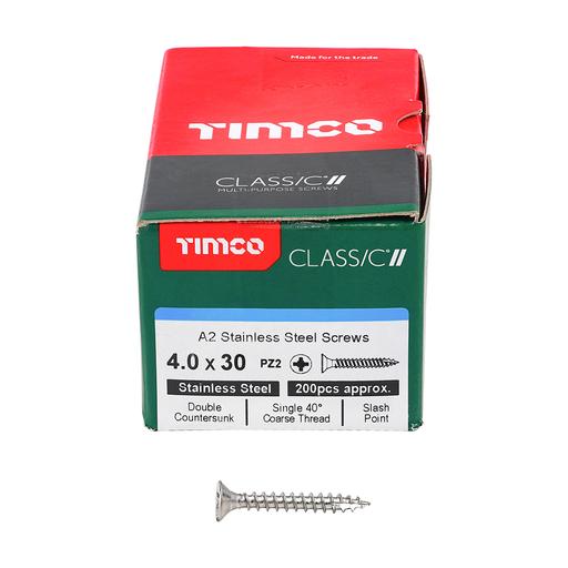 TIMco Classic Multi-Purpose Screws - PZ - Double Countersunk - Stainless Steel 4.0x30mm