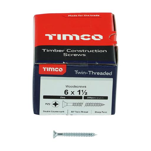 TIMco Twin-Thread Woodscrews - PZ - Double Countersunk - Zinc  3.5x40mm