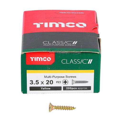 TIMco Classic Multi-Purpose Screws - PZ - Double Countersunk - Yellow 3.5x20mm