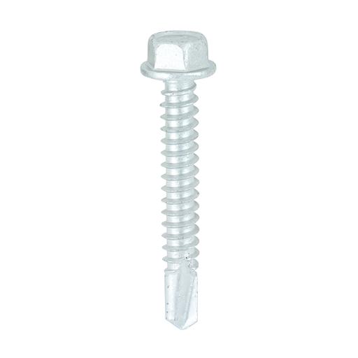 TIMCO Metal Construction Light Section Screws - Hex - Self-Drilling - Bi-Metal - Exterior - Silver Organic (5.5 x 38, Box of 100)