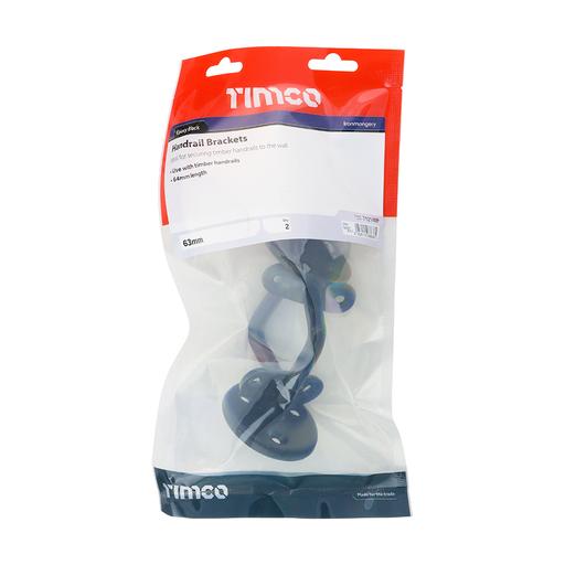 TIMCO Steel Handrail Brackets - Black (63mm, TIMbag of 2)