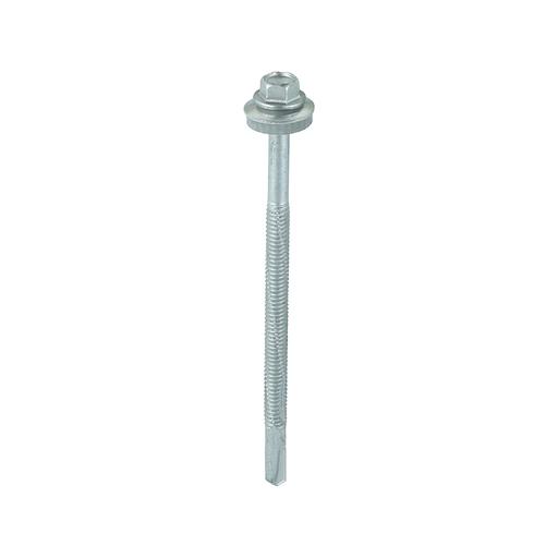 TIMCO Metal Construction Heavy Section Screws - Hex - Epdm Washer - Self-Drilling - Exterior - Silver Organic (5.5 x 100, Box of 100)