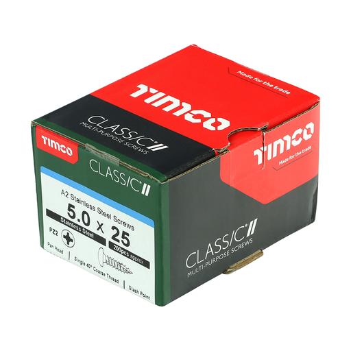 TIMco Classic Multi-Purpose Screws - PZ - Pan Head - Stainless Steel 5.0x25mm