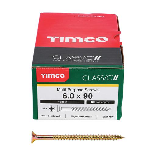 TIMco Classic Multi-Purpose Screws - PZ - Double Countersunk - Yellow 6.0x90mm
