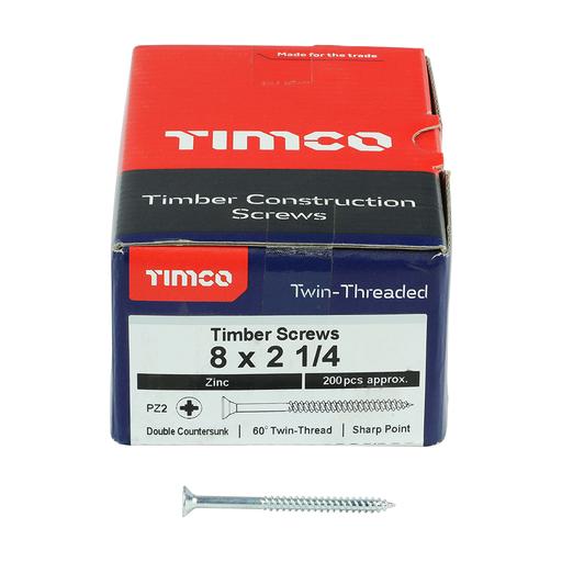 TIMco Twin-Thread Woodscrews - PZ - Double Countersunk - Zinc 4.0x55mm