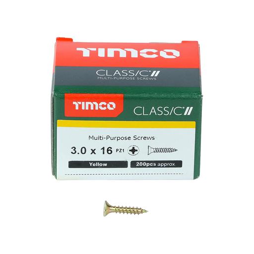TIMco Classic Multi-Purpose Screws - PZ - Double Countersunk - Yellow 3.0x16mm