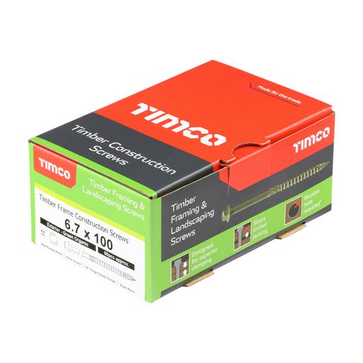 TIMCO Timber Frame Construction & Landscaping Screws - Hex - Exterior - Green Organic (6.7 x 100, Box of 50)