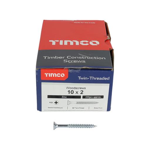 TIMco Twin-Thread Woodscrews - PZ - Double Countersunk - Zinc 5.0x50mm