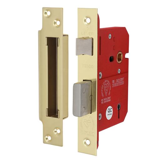 TIMCO 5 Lever British Standard Ce Sashlock - Electro Brass (78 case / 57 backset, Box of 1)