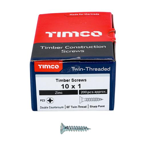 TIMco Twin-Thread Woodscrews - PZ - Double Countersunk - Zinc 5.0x25mm
