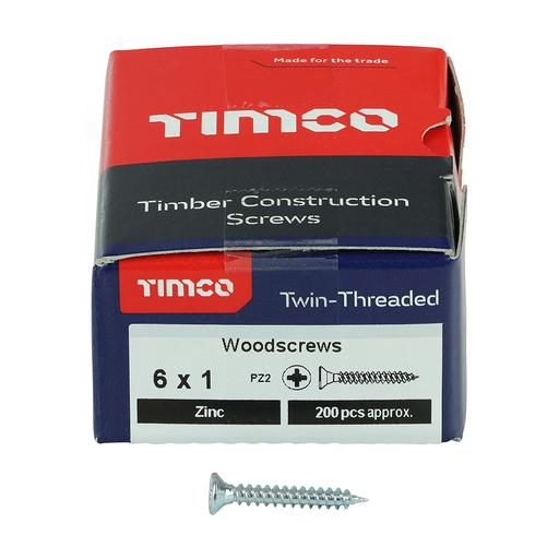 TIMco Twin-Thread Woodscrews - PZ - Double Countersunk - Zinc 3.5x25mm