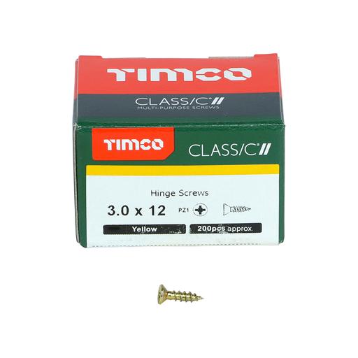 TIMco Classic Hinge Screws - PZ - Countersunk - Yellow 3.0x12mm