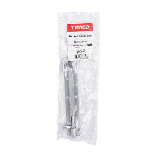 TIMCO Necked Barrel Bolt - Satin Chrome (150 x 25mm, Bag of 1)