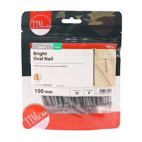 TIMCO Oval Nails - Bright (100mm, TIMbag of 0.5)