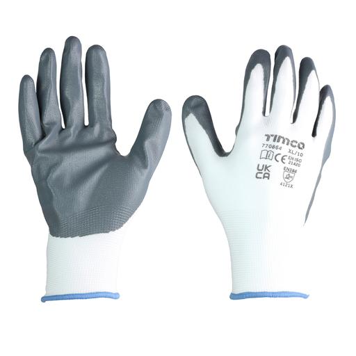 TIMCO Secure Grip Gloves - Smooth Nitrile Foam Coated Polyester - Multi Pack (X Large, Bag of 12)