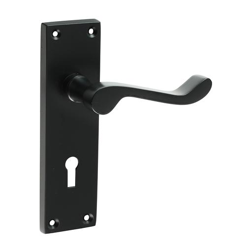TIMCO Victorian Scroll Lock Handles - Matt Black (152 x 42, Blister Pack of 1)