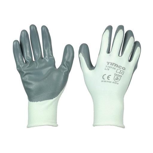 TIMCO Secure Grip Gloves - Smooth Nitrile Foam Coated Polyester (Large, Backing Card of 1)