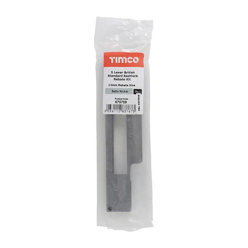 TIMCO 5 Lever British Standard Sashlock Rebate Kit - Satin Nickel (13mm, Plain Bag of 1)