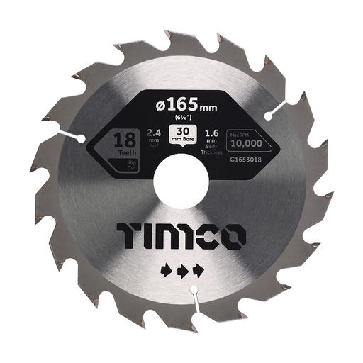 TIMCO Circular Saw Blade - Combination - Medium (165 x 30 x 18T, Clamshell of 1)