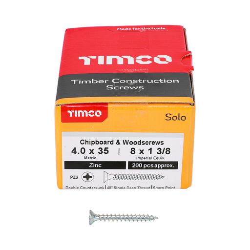 TIMco Solo Woodscrews - PZ - Double Countersunk - Zinc 4.0x35mm