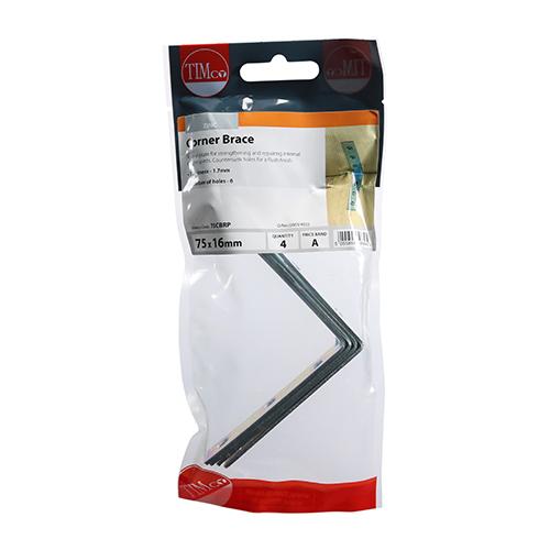 Corner Brace, 75x75x16mm, 4pk