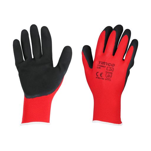TIMCO Toughlight Grip Gloves - Sandy Latex Coated Polyester (Large, Backing Card of 1)