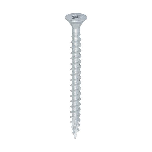 TIMCO C2 Exterior Strong-Fix - PZ - Double Countersunk With Ribs - Twin-Cut - Silver (5.0 x 60, Box of 200)