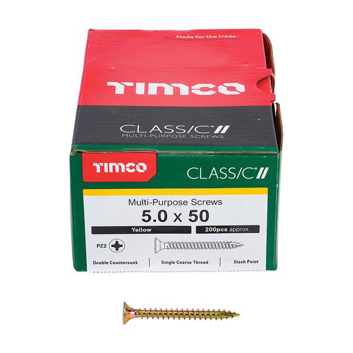 TIMco Classic Multi-Purpose Screws - PZ - Double Countersunk - Yellow 5.0x50mm