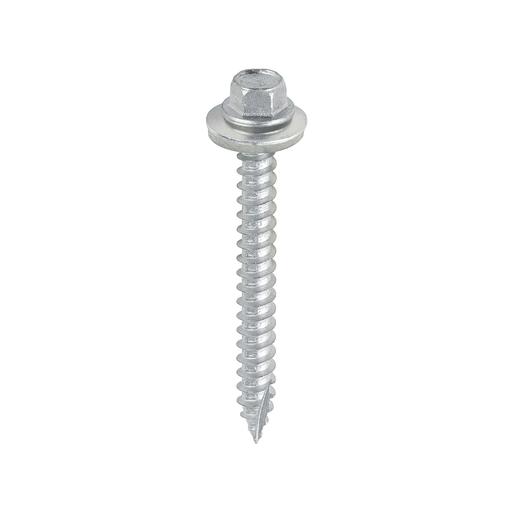 TIMCO Metal Construction Thin Sheet Metal To Timber Screws - Hex - Epdm Washer - Slash Point - Exterior - Silver Organic (6.3 x 60, Box of 100)