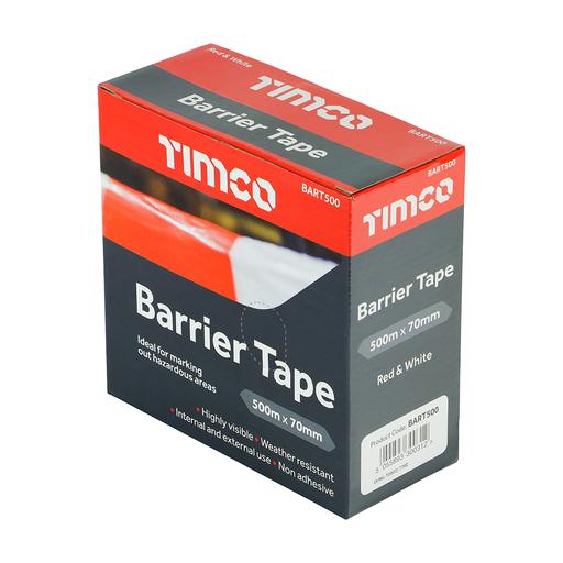 TIMCO Barrier Tape - Red & White (500m x 70mm, Box of 1)