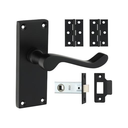 TIMCO Victorian Scroll Latch Door Pack - Matt Black (Mixed, Box of 1)