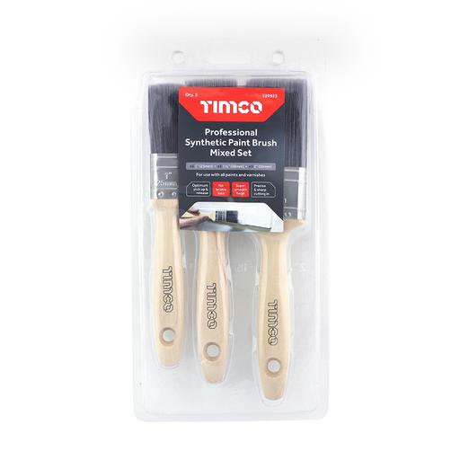 TIMCO Professional Synthetic Paint Brush Mixed Set (3pcs, Clamshell of 3)
