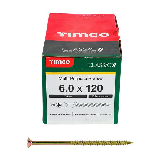 TIMco Classic Multi-Purpose Screws - PZ - Double Countersunk - Yellow 6.0x120mm