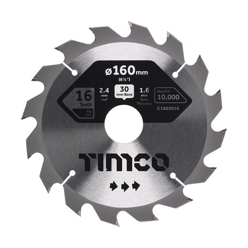 TIMCO Circular Saw Blade - General Purpose - Coarse/Medium (160 x 30 x 16T, Clamshell of 1)