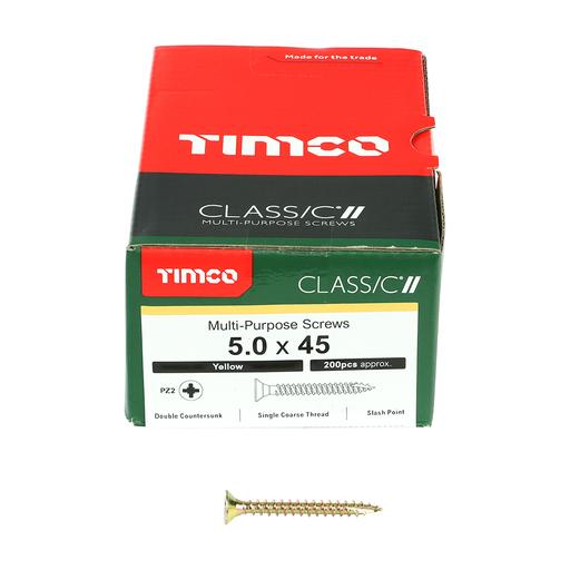 TIMco Classic Multi-Purpose Screws - PZ - Double Countersunk - Yellow 5.0x45mm