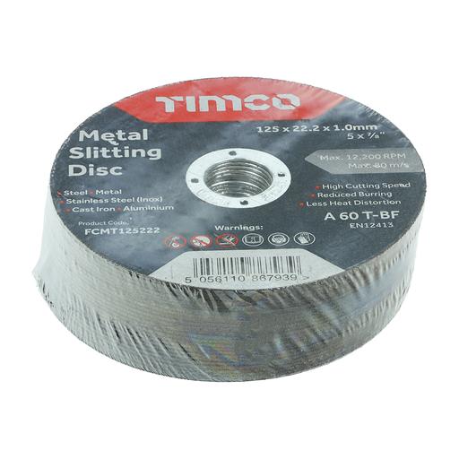 TIMCO Bonded Abrasive Disc - For Cutting (125 x 22.2 x 1.0, Box of 25)